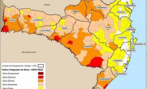 ​A estiagem em SC deixa pelo menos 80 cidades em extrema e severa seca
